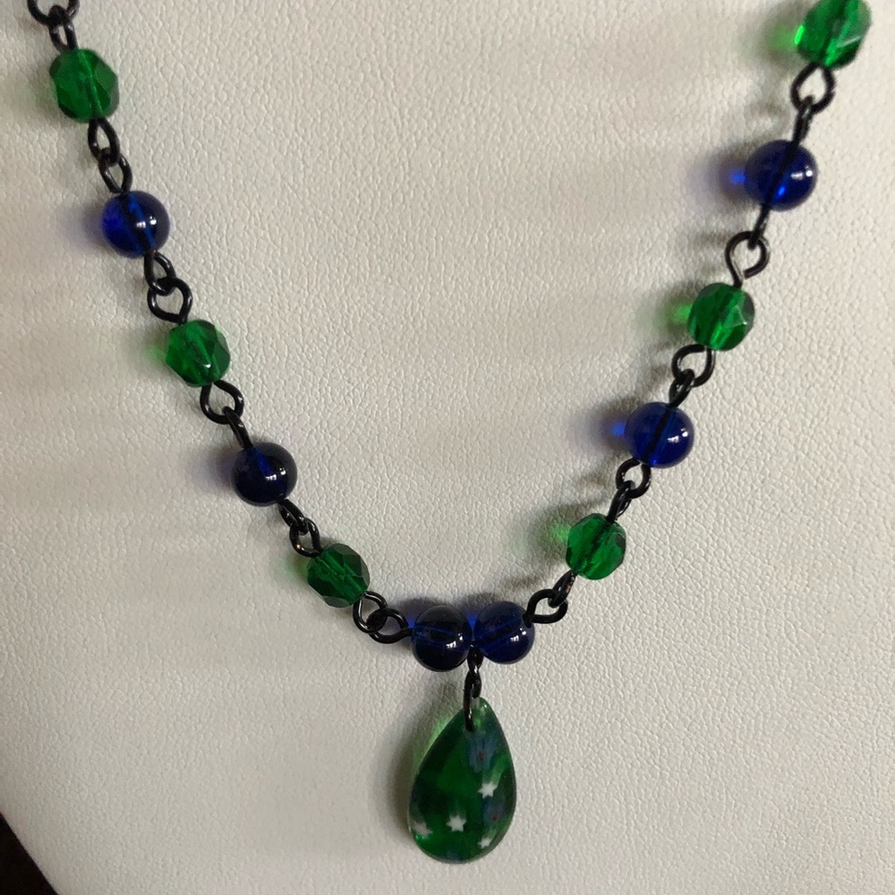 Fashion Black Chain Beaded 18” Necklace
